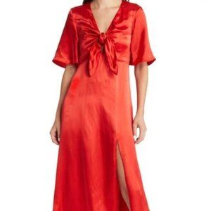 & Other Stories Marcella V-neck Cutout Silk Blend Dress